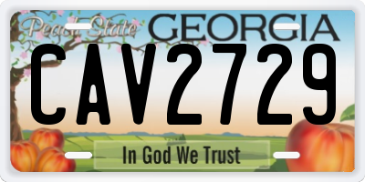 GA license plate CAV2729