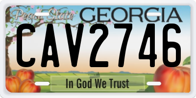 GA license plate CAV2746