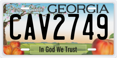 GA license plate CAV2749