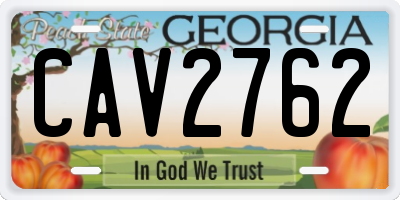GA license plate CAV2762