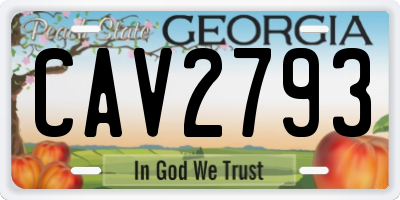 GA license plate CAV2793