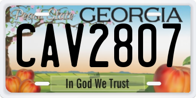 GA license plate CAV2807