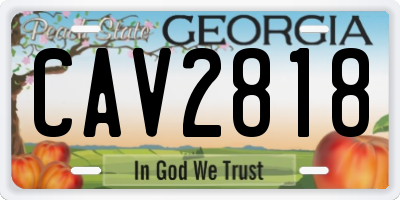 GA license plate CAV2818
