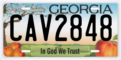 GA license plate CAV2848