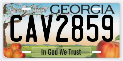 GA license plate CAV2859