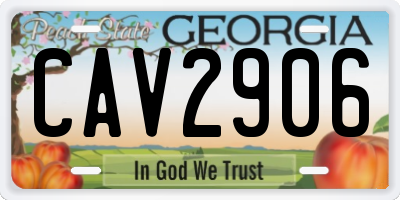 GA license plate CAV2906