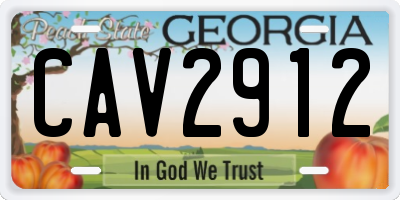 GA license plate CAV2912