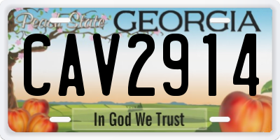GA license plate CAV2914