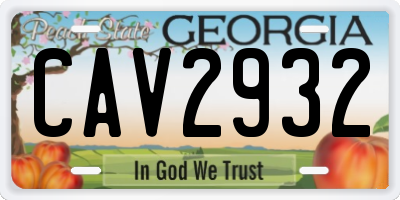 GA license plate CAV2932