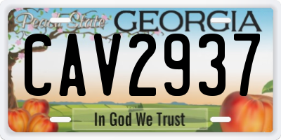 GA license plate CAV2937