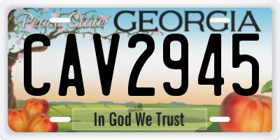 GA license plate CAV2945