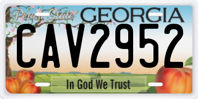 GA license plate CAV2952