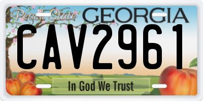 GA license plate CAV2961