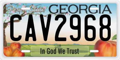 GA license plate CAV2968