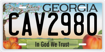 GA license plate CAV2980