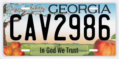 GA license plate CAV2986