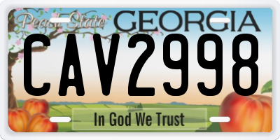 GA license plate CAV2998
