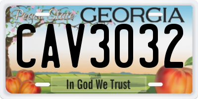 GA license plate CAV3032