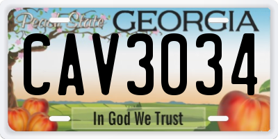 GA license plate CAV3034
