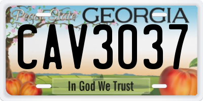 GA license plate CAV3037