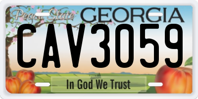 GA license plate CAV3059