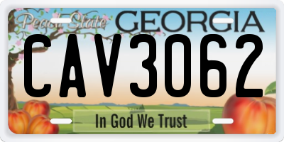 GA license plate CAV3062