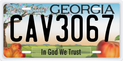 GA license plate CAV3067