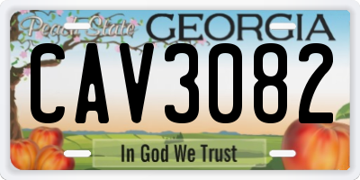 GA license plate CAV3082