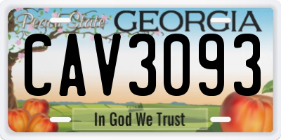 GA license plate CAV3093