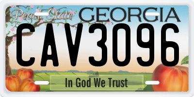 GA license plate CAV3096
