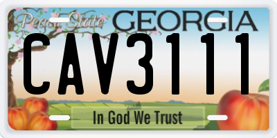 GA license plate CAV3111