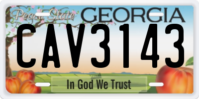 GA license plate CAV3143