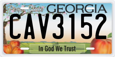GA license plate CAV3152