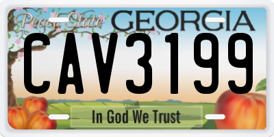 GA license plate CAV3199