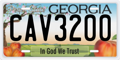 GA license plate CAV3200