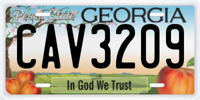 GA license plate CAV3209