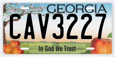 GA license plate CAV3227