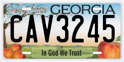 GA license plate CAV3245