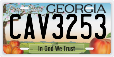 GA license plate CAV3253