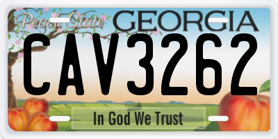GA license plate CAV3262