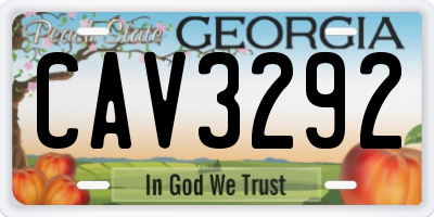 GA license plate CAV3292
