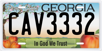 GA license plate CAV3332