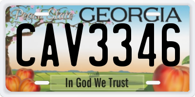GA license plate CAV3346
