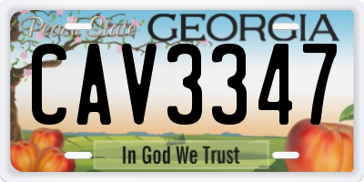 GA license plate CAV3347