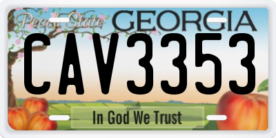GA license plate CAV3353