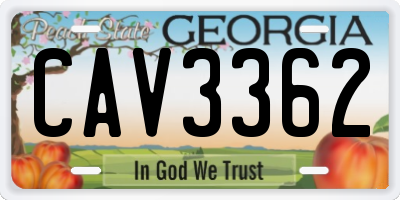 GA license plate CAV3362