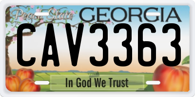 GA license plate CAV3363