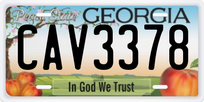 GA license plate CAV3378