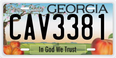 GA license plate CAV3381