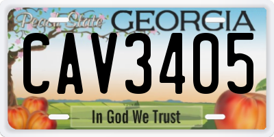 GA license plate CAV3405